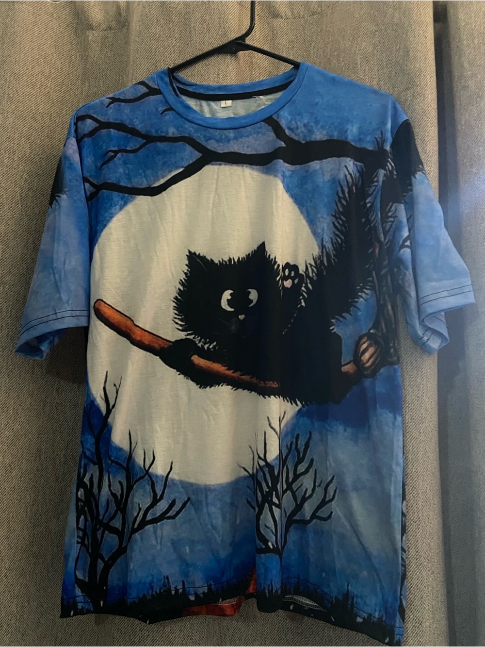 Blue Kids' Graphic Cat Moon T-Shirt